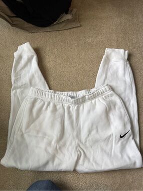 Nike Kids White Joggers with Black Swoosh